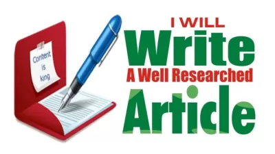 I will write 500 Words Article, social media post, or blog